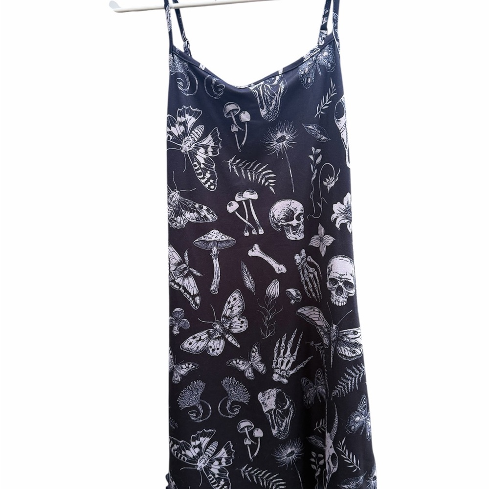 Black and White Skeleton and mushrooms gothic style dress 2+1 free
